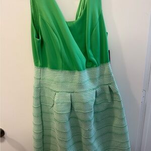 New York & Company Green Pleated Midi Sundress